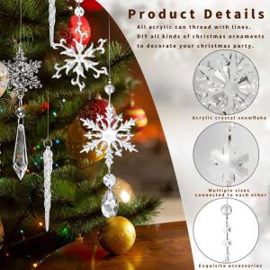 16 stuks kerstdecoratie, acryl kristal sneeuwvlokken met K9 kristal, helder acryl, ijsblokje sneeuwvlok, hangende kersteilanden, sneeuwvlokken, decoraties, kerstboom, hanger