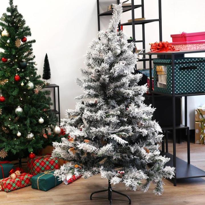 Luvi-naalden Kunstkerstboom, 150 cm, wit, inklapbaar, met 371 takpunten, incl. metalen standaard, snelmontage, klapsysteem