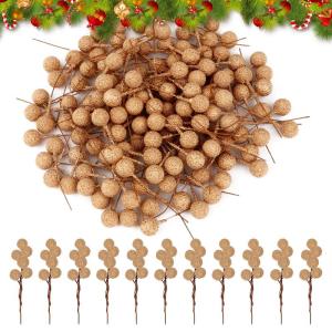 200 Stück Weihnachten Künstliche Holly Beeren Mini Weihnachten Gefrostete Beere Künstliche Früchte für Weihnachtsbaumschmuck Basteln Geschenken Weihnachtskranz Dekoration Heim
