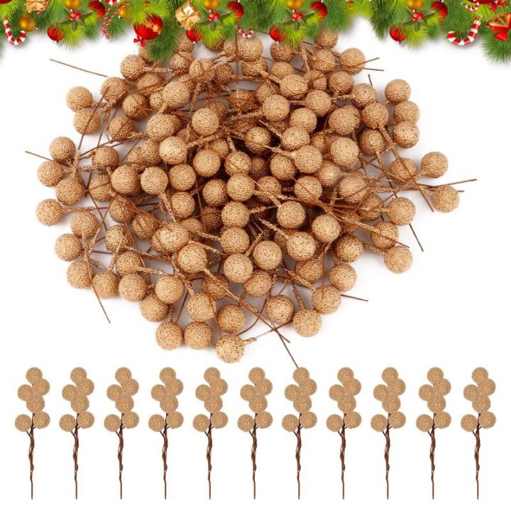 200 Stück Weihnachten Künstliche Holly Beeren Mini Weihnachten Gefrostete Beere Künstliche Früchte für Weihnachtsbaumschmuck Basteln Geschenken Weihnachtskranz Dekoration Heim