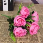 Fake Blumen 24 Bündel Pfingstrose Künstliche Blumen Rosa Blumensträuße für Hochzeit Partei Tischaufsätze Blumenarrangement Heim Küche Dekor 0804