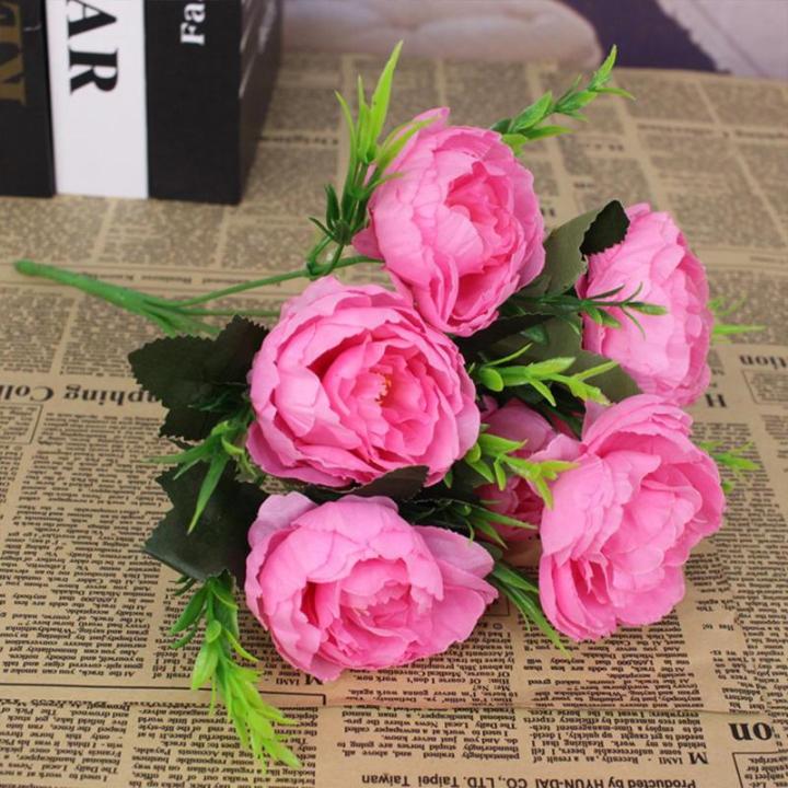 Fake Blumen 24 Bündel Pfingstrose Künstliche Blumen Rosa Blumensträuße für Hochzeit Partei Tischaufsätze Blumenarrangement Heim Küche Dekor 0804