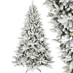 Künstlicher Weihnachtsbaum Christbaum mit Weiß Schnee Tannenbaum mit Beleuchtung, aus PVC+PE, 180cm Weihnachtsbäume mit 800 Spitzen und 280 LEDs Weihnachtsdeko