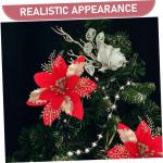6 Stück Seidentuch Weihnachtsbaumdekoration Rote Ornamente Weihnachtsdekoration PVC Weihnachtsblumenkopf