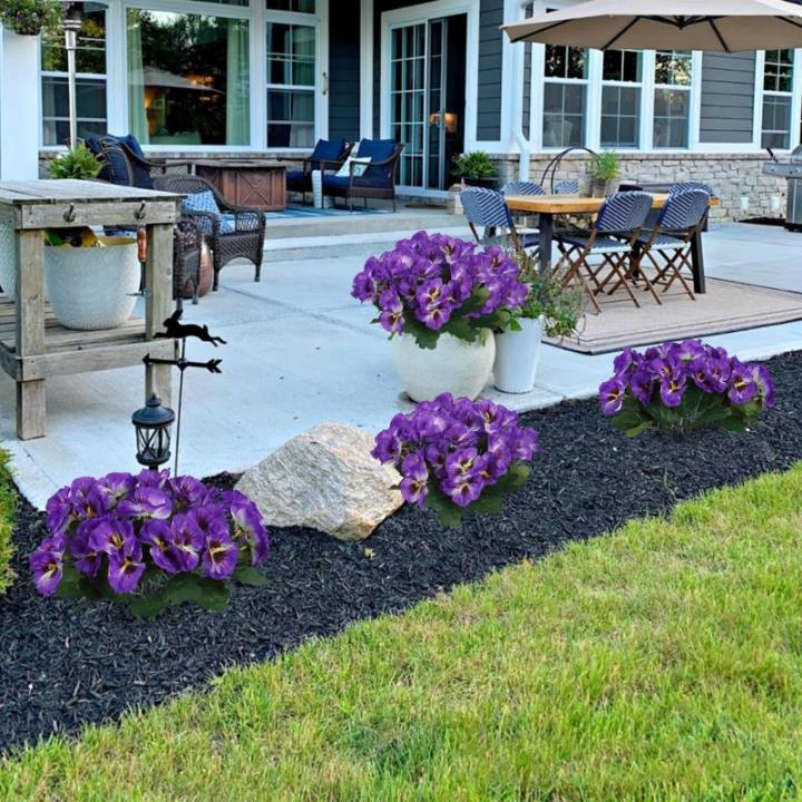 10 bundels kunstbloemen zoals echt balkon, kunstbloemen, buiten, uv-bestendig, weerbestendig, kunstbalkonplanten, balkonbloemen voor huis, vensterbank, bruiloft, decoratie (paars)