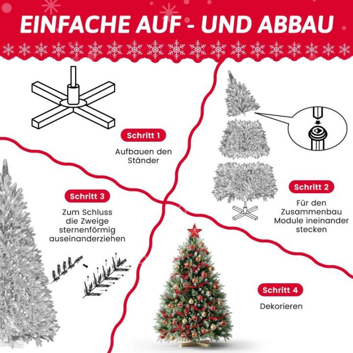 Onin, kunstkerstboom met kunstsneeuwcoating op punten, met 850 takken en houten standaard, inclusief 75 PE-spuitgietwerk en 775 pvc-punten, klapsysteem (H180 cm)