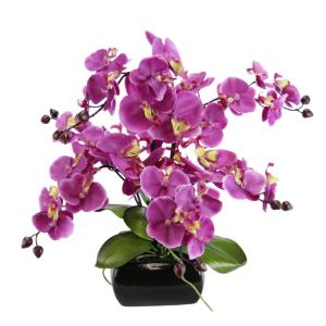 Kunstbloem vlinder orchidee met bladeren en luchtwortels in schaal van keramiek kunstorchidee phalaenopsis met pot kunstplant bruiloft decoratie zijden bloem Real Touch bloesem