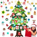 Vilten kerstboom voor kinderen, 3,3FT DIY muur opknoping kerstboom set, kinderen vilten kerstboom met 34 ornamenten en 5 m licht touw, ideaal voor thuis deur raam decoratie