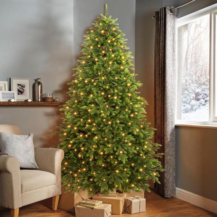 Kunstkerstboom, 180 cm, met verlichting, 100% spuitgieting, RGB-kerstboom met 4026 punten, 310 lampen, premium dennenboom met afstandsbediening, houten standaard