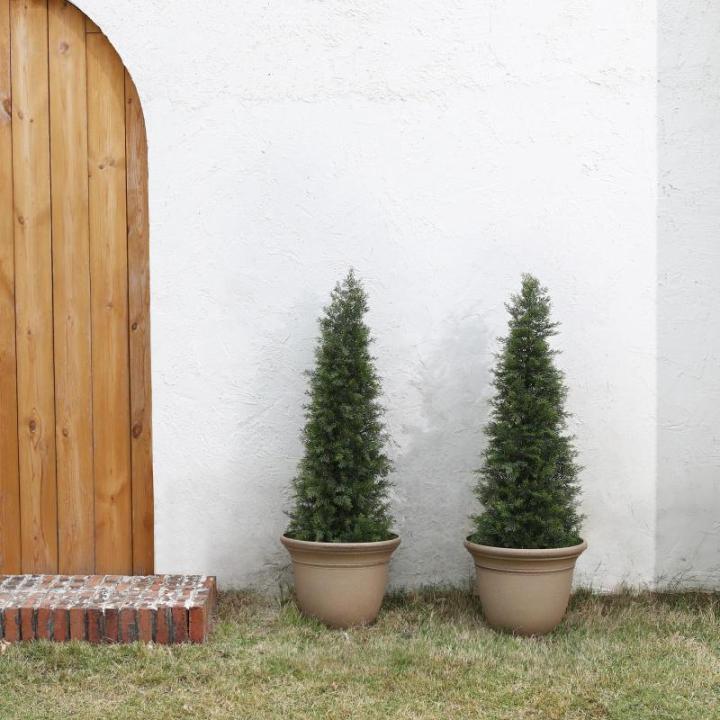 Kunstplant ceder 120 cm in pot, coniferen kunstmatig outdoor UV beschermd voor huis woonkamer tuin veranda decoratie (2 stuks)