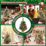 Künstlicher Tisch Mini Weihnachtsbaum Kleiner mit Beleuchtung LED Warm Weiß 60cm Christbaum Künstlich Weihnachtsbaum (Typ B-Kiefernnadel gemischter Weihnachtsbaum)