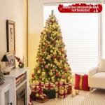 150/195 cm Künstlicher Weihnachtsbaum mit 200/420 LED-Lichtern und 8 Beleuchtungsmodi, Kunstbaum mit roten Ananas & Beeren, Christbaum mit Metallständer für Weihnachten (195 cm)