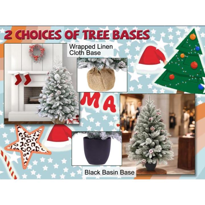 Tafelkerstboom, kleine kerstboom, 6 dennenappels, 6 bessen, 155 takjes (kunstijskralen en dunne kunstsneeuw), pluizig en realistisch, vakantiesfeer, 7,5 m