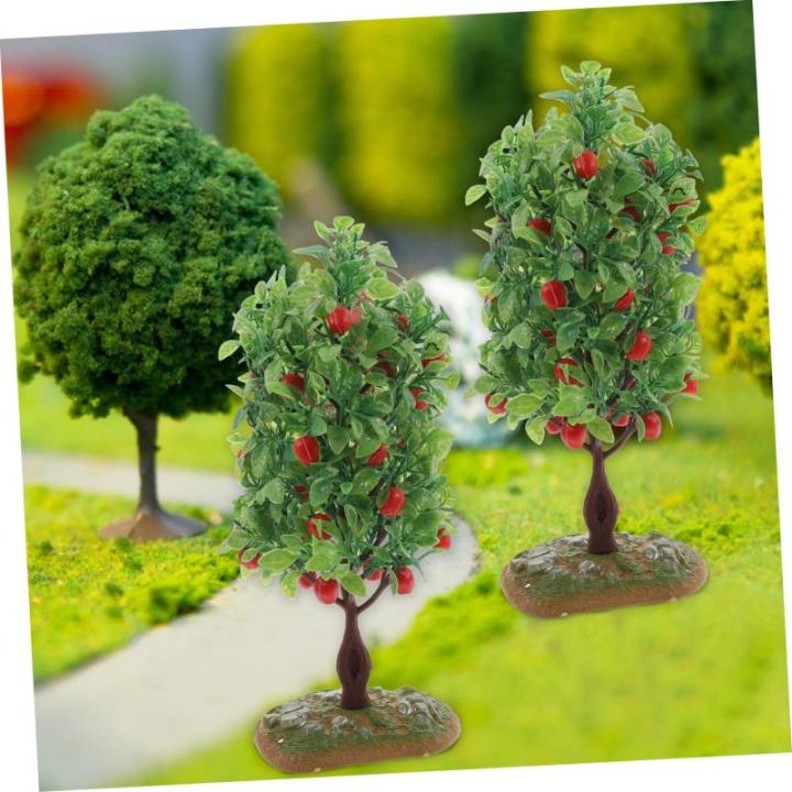 1 Satz Obstbaum-Modell Gründekor Mini-obstbaum Modelleisenbahn Baum Realistischer Pflanzenschmuck Künstlicher Pfirsichbaum Grüner Minibaum Kaktus-dekor Obstbäume Green Plastik 