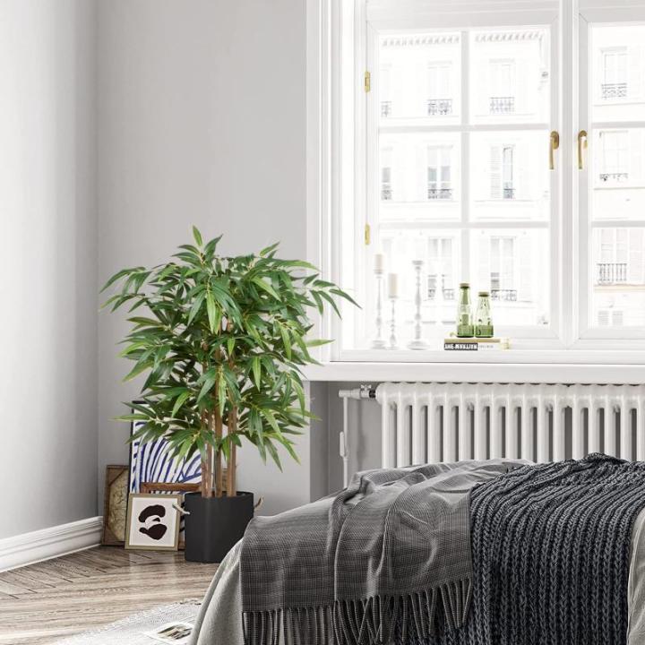 Bamboeplant, , groot, kunstboom, groot, 120 cm, kamerplant, kunstplant met 576 bladeren, grote , decoratieve ambus,