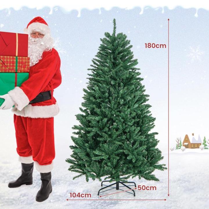 Kunstkerstboom, 180/225/275 cm, dennenboom met metalen standaard, kunstboom kerstklapsysteem, pvc-naalden, ideaal voor thuis, kantoor, winkels en hotels, groen (225 cm)