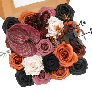 Halloween kunstbloemen, zwarte bloemen, zijden bloemen, kunstrozen met stelen voor bruiloft, bruidsboeketten, tafeldecoratie, babyshower, bloemstuk, woondecoraties