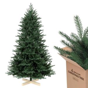 Kunstkerstboom 180 cm, kunstdennenboom van PE en pvc, met handschoenen en houten standaard, als kerstdecoratie voor binnen