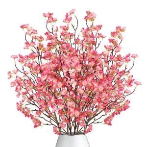 4 stuks kunstkersenbloesem, takken, roze perzikbloemen, 100 cm, kunstbloemen, bulk, lente, zijden bloemen, planten, bundel, lange stelen voor bruiloft, feest, tafel, vaas, decorati