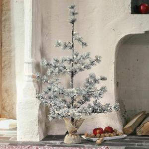 Kerstboom Falkirk, kerstboom met leds, sneeuwlook, handgemaakt, decoratieve dennenboom, kerstdecoratie, Kerstmis, ijzer, cement, PVC, groen/wit