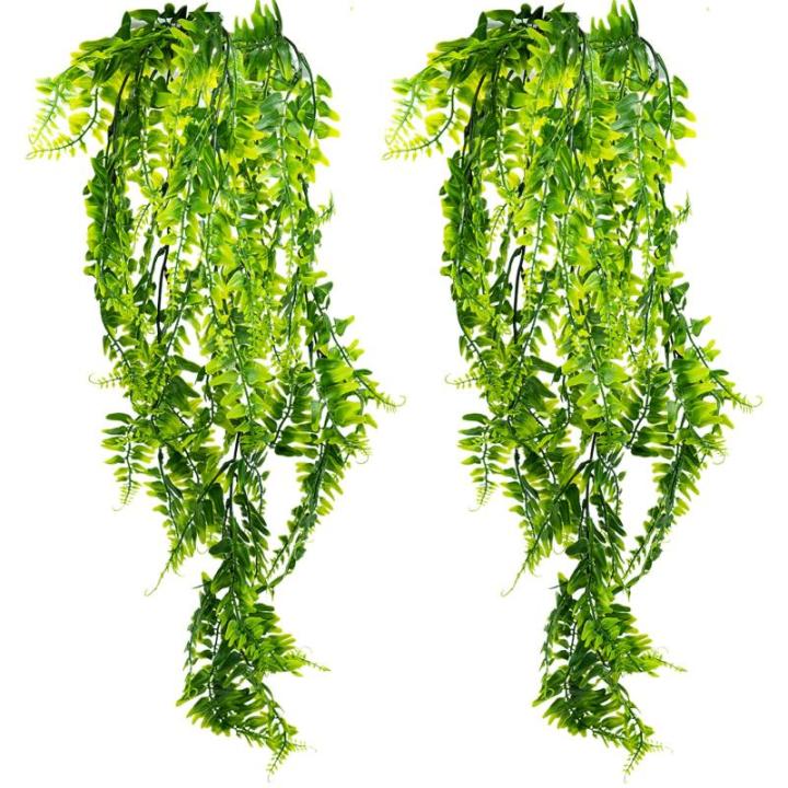 met varen, voor binnen en buiten, hangend, groene woondecoratie, kunstwijnstok, voor woonkamer en tuin, slaapkamer, boerderij, 2 stuks