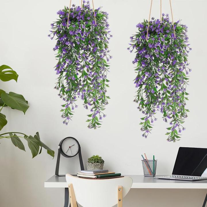 4 stuks , hangende kunstbloemen, decoratie, kunstklimop, kunstbloemen, hangplanten, kunstbloemen als echte vines, voor tuin, balkon, decoratie, blauw-paars