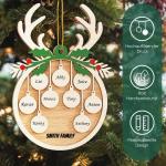 Gepersonaliseerde kersthangers met 8 namen - 2023 houten kerstboomversiering gepersonaliseerde familie, partner huisdier en vrienden