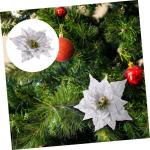 14 STK künstliche Blumen weihnachtsglitzerblumen dekorativ silberner Weihnachtsschmuck Rot Hochzeitsdekoration künstliche blüten Weihnachtsdekorationen dekorative Kunstblumen Sp