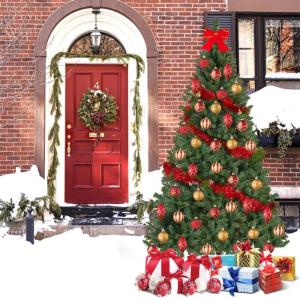 6FT Künstlicher Weihnachtsbaum, Weihnachts-Bleistiftbaum mit dicken Astspitzen, Winterparty-Feiertagsdekoration mit Eisensockel, einfach zu montieren