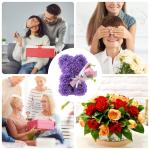 Valentijnsdag rozenbeer cadeau voor haar rozenbeer schattige teddybeer, kunstrozenbeer met rozenboeket, romantische rozen teddybeer cadeau voor Kerstmis