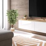 Benjamini Ficus, , grote kunstboom, kamerplant, decoratie met echte houten stam, voor kantoor, decoratie, slaapkamer, eetkamer, binnen, buiten, groen/wit, 123 cm