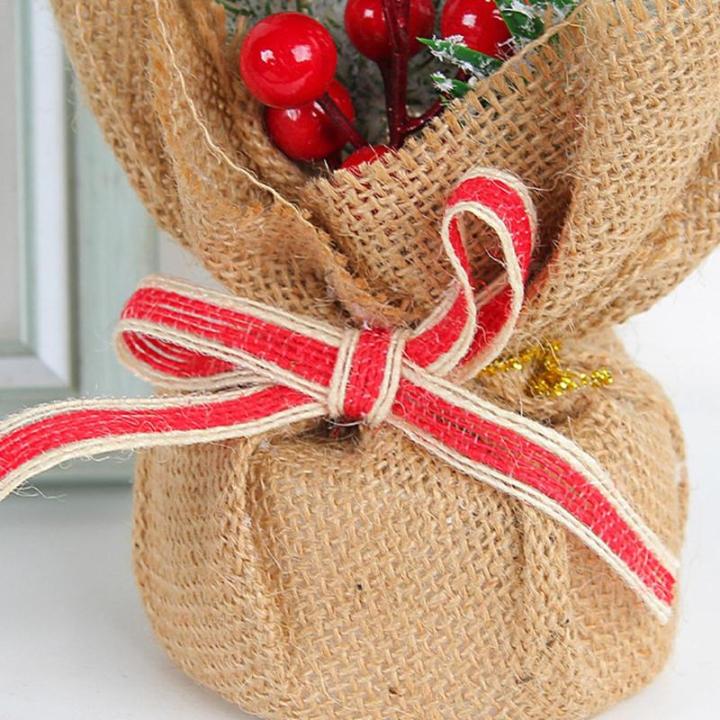 Tisch-Weihnachtsbaum,Weihnachtsbaum klein - Leinen-Desktop-Weihnachtsbaum mit Tannennadeln Sammeln, Tafelaufsatz aus Kiefernholz für das Neujahrs-Ferienhaus