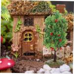 2 Sätze Obstbaum-Modell Baumförmiges Dekor Obstbaumspielzeug Architektur Gefälschte Bäume Simulationsbaumverzierungen Mini- Sandkasten-miniaturen Green Plastik 2 Stück * 2