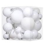 witte kerstbalornamenten voor kerstversiering - 36 stuks kerstboom onbreekbare ornamenten met ophanglus voor vakantie- en feestdecoratie (combo van 6 stijlen in 3 maten)
