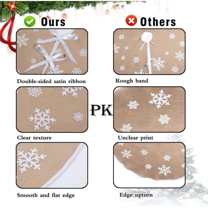 Kerstboomrok, witte sneeuwvlok, bedrukt, hennepdoek, kerstboomtapijt, ornamenten, decoratie voor Kerstmis (75 cm/30 inch)