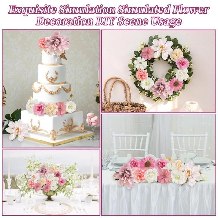 30 stuks kunstbloemen om te knutselen, 5 kleuren bloemen om te knutselen, 4 ~ 8 cm stoffen bloemen, mini-decoratie, kunstbloemen, decoratie voor doe-het-zelf knutselen, scrapbookin