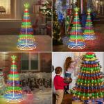 Kerstboom, metalen kegelvorm, 156 leds, lichtboom, 8 modi, timer, waterdicht, kerstverlichting, buitenverlichting, kerstverlichting voor tuin, balkon, kerstdecoratie buiten, vierkl