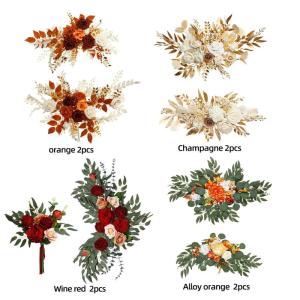 2 stuks bruiloftsboogbloemen, kunstbloemenarrangement, kunstbloemen-wagset, welkomstborden, bloemendecoraties voor bruiloftsdecoratie, ceremonie en (#3)