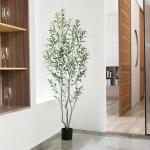 Kunstolijfboom, 180 cm, kunstplant olijfboom met natuurlijke houten stam en levensechte vruchten voor thuis- en kantoordecoratie, grote voor binnen, 1 verpakking