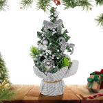 Weihnachtsbaum, winziger Weihnachtsbaum,8,27 Zoll Miniatur-Weihnachtsbaum mit roten Schleifenkugeln und Beeren - Künstliche Kiefernbaum-Schleifen, Baumspitze für drinnen und drau
