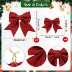 1 + 4 stuks rode strikken kerstkerstboomstrikken, glitter kerstboomversiering voor familiefeesten, feestdecoratie voor Kerstmis, vakantie, bruiloft, feesten (2 maat)