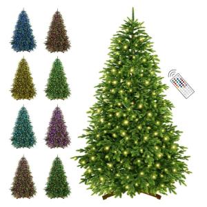 Künstlicher Weihnachtsbaum 210 CM mit Beleuchtung,LED Weihnachtsbaum Künstlich mit 5746 alle PE-Spitzen Tipps,400 Warm White& Multicolor Lichter,Weihnachtsbaum mit Fernbedienung,