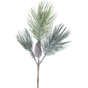 Kerstdennentak, geeist met glitter, 58 cm, kunstdennentak met natuurgetrouwe dennenappels en naalden, kerstdecoratie, tafeldecoratie voor Kerstmis, kerststuk