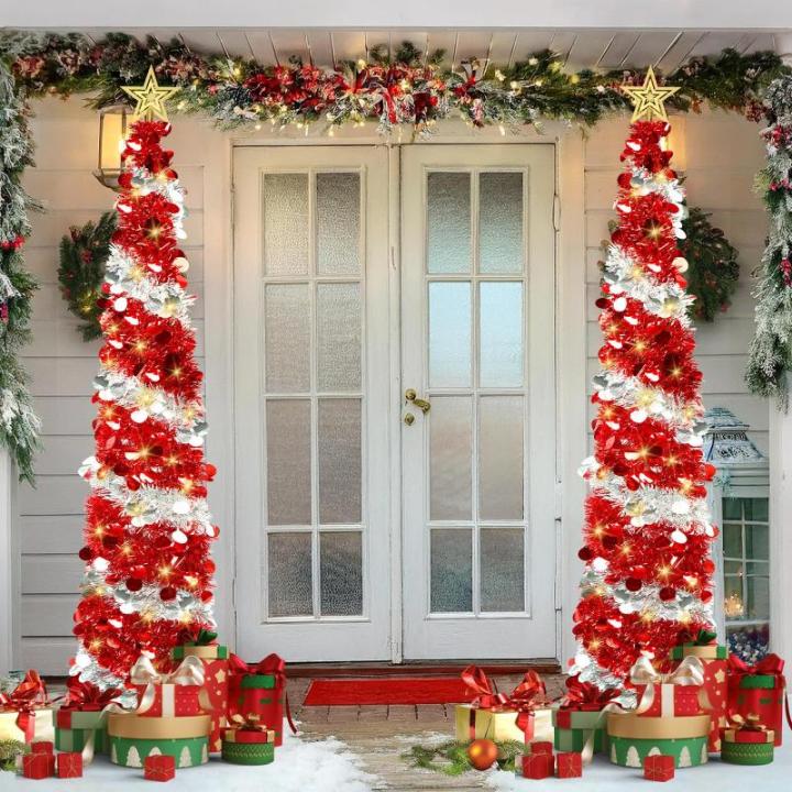 Pop Up Kerstboom, 180 cm, kunstkerstboom met sterkant, opvouwbare versiering, dennenboom met pailletten, decoratieve boom voor kerstdecoratie, binnenruimtes