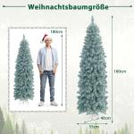 Kunstkerstboom, 180 cm, dennenboom met ledverlichting, slanke kerstboom met veelkleurige lichten, kunstboom met metalen standaard, voor Kerstmis, groen + wit