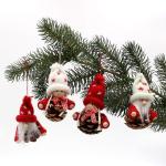 Brei/houten poppen/Kerstman als boomhangen/hanger in set van 4, afmetingen per figuur ca. 7,5 x 7,5 x 10 cm. 550119 dennenappelpoppen