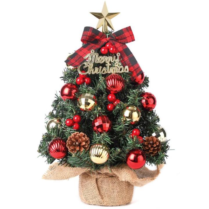 Mini kerstboom kleine kerstboom met verlichting LED tafel kerstboom klein kunstmatig versierd voor Kerstmis decoratie 60 cm