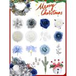Künstliche Weihnachtsblumen, Mischung aus Seidenblumen, künstliche Rosen mit Stielen für selbstgemachte Hochzeit, Brautsträuße, Tischdekoration, Heimdekoration.