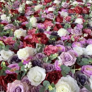 Wandpaneele Mit Künstlichen Blumen In Fuchsia-Farbe Und Stoffrückseite Für Hochzeit, Party, Brautparty, 3D-Wandhintergrund Mit Romantischen Rosafarbenen Grünen Blättern(3x3m/1