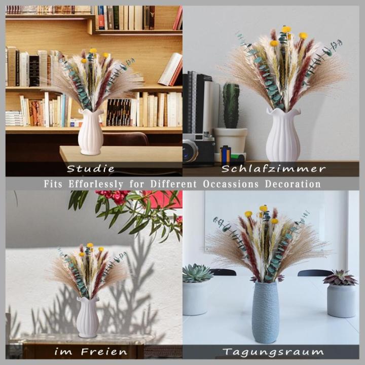 Gedroogde pampasdecoratie, natuurlijke gedroogde bloemen, 100 stuks, doe-het-zelf, gedroogde bloemen, boeket, ideaal voor boho, woonkamer, bruiloft, slaapkamer en vazen (LZGSGO-010